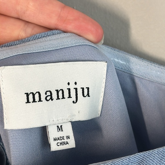 Maniju Periwinkle Blue One Shoulder Ruched Maxi Dress Size M - Picture 11 of 16